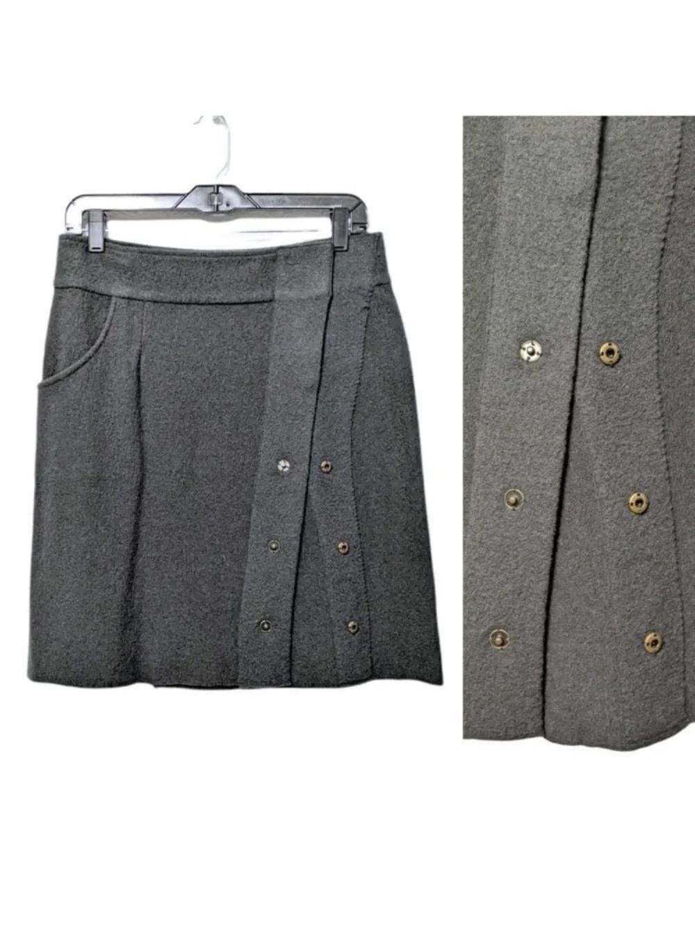 Anthropologie SPARROW 100% Merino Wool Snap Skirt M
